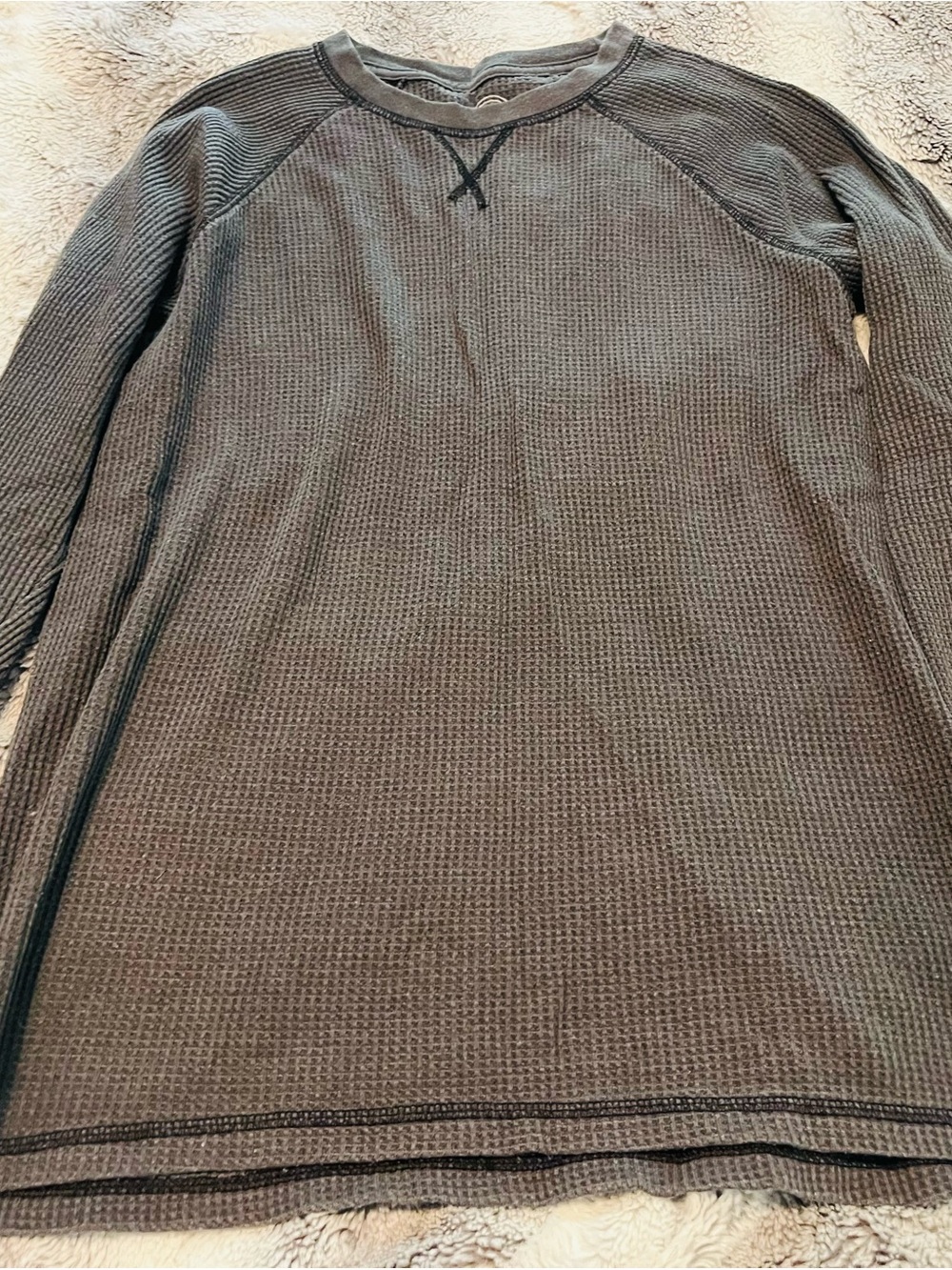wonder nation Men's Crewneck Waffle Knit Sweater - Charcoal Gray